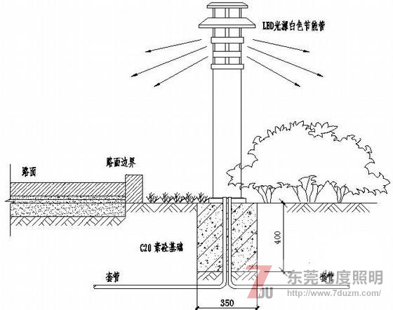 东莞91视频首页照明草坪灯安装示意图