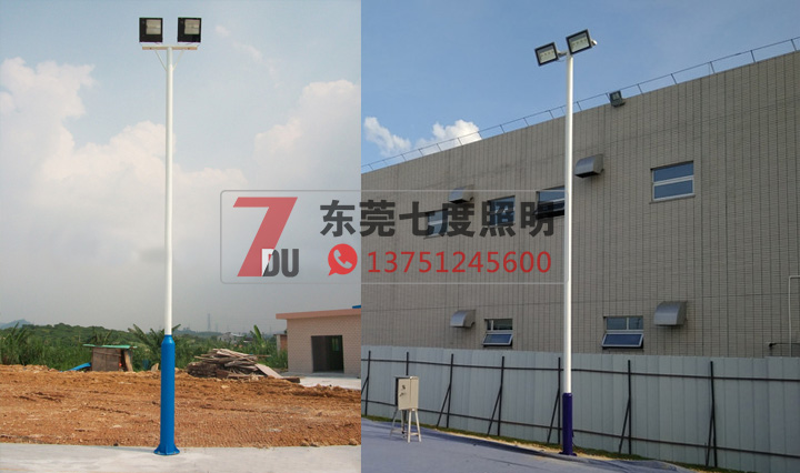 户外篮球场照明灯杆样式二：等径大小杆样式图片
