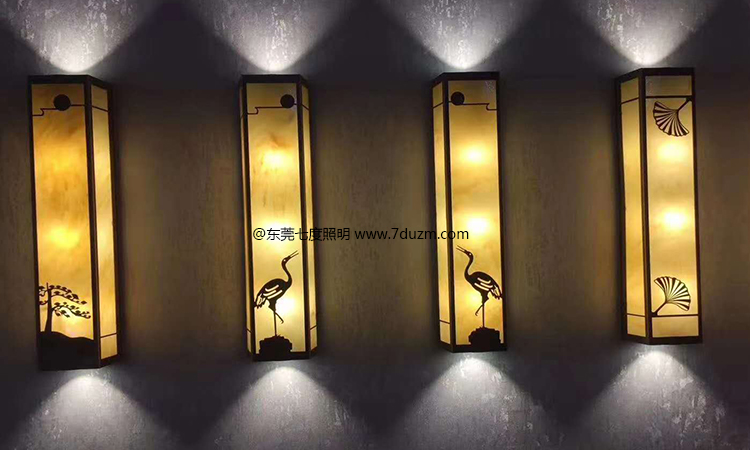东莞91视频首页照明简约新中式室外景观墙壁灯展示亮灯效果图片